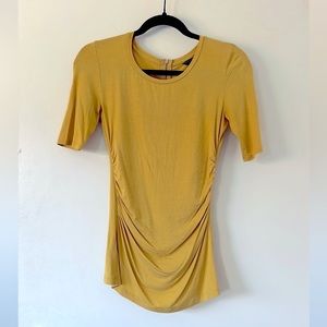 ANN TAYLOR | Ruched Mustard Yellow 3/4 Sleeve